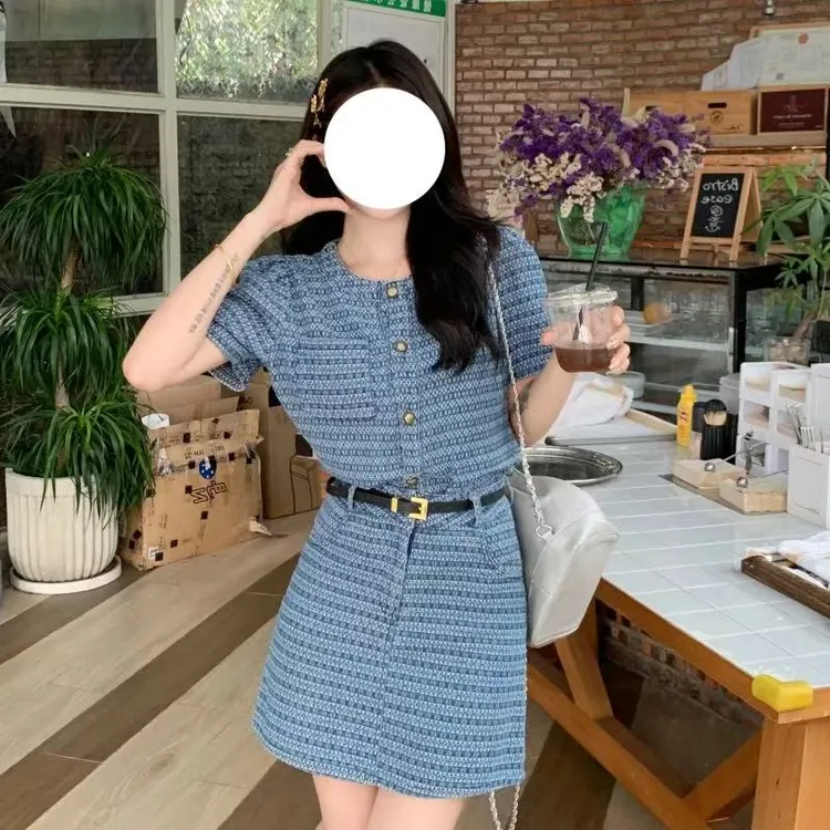 高级港风小个子套装2025夏季新款炸街时尚牛仔上衣+短裤两件套女