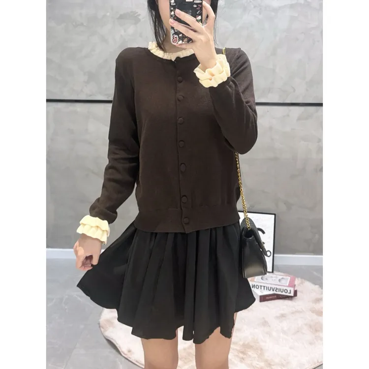 2025韩系早秋穿搭高级感巨好看的气质小香风针织开衫半身裙套装女