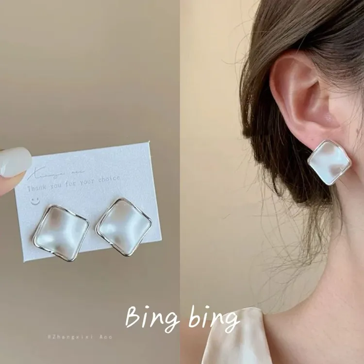 铜合金耳饰 【不规则片片】超气质小众金属风极简百搭耳钉 A214