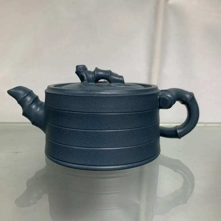原矿天青泥半手工弥竹壶紫砂壶容量100毫升左右茶具精美