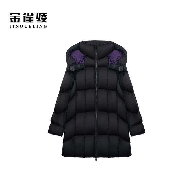 金雀绫【小珠峰】95白鹅绒保暖加宽加大中长款羽绒服SZA4YW717