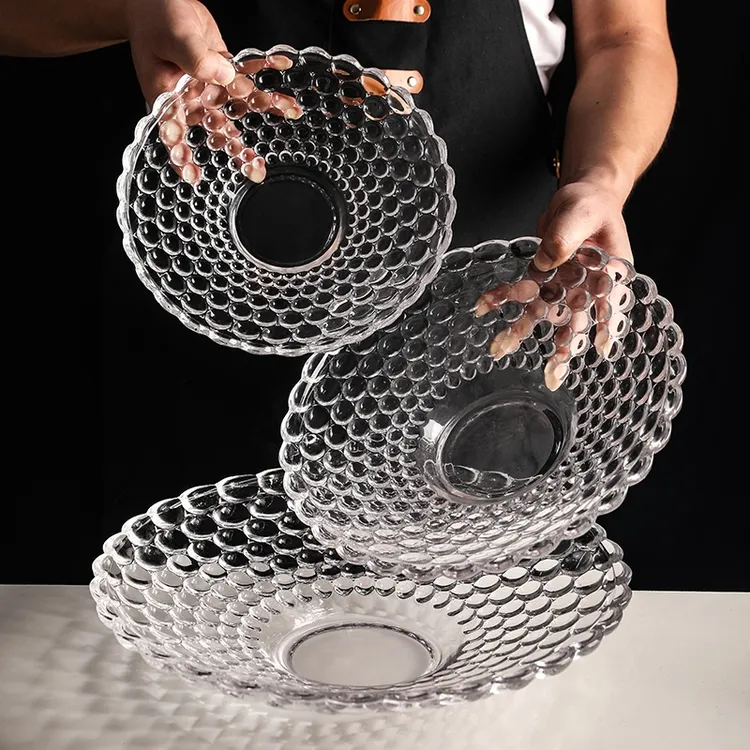 创意简约水果盘玻璃水晶透明现代家用客厅茶几零食干果盘个性精致