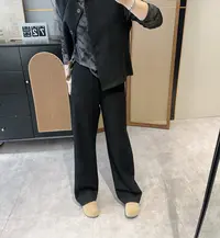 【欧加粒粒】韩版黑色垂感弯刀休闲裤新款小个子百搭显瘦 KX25502