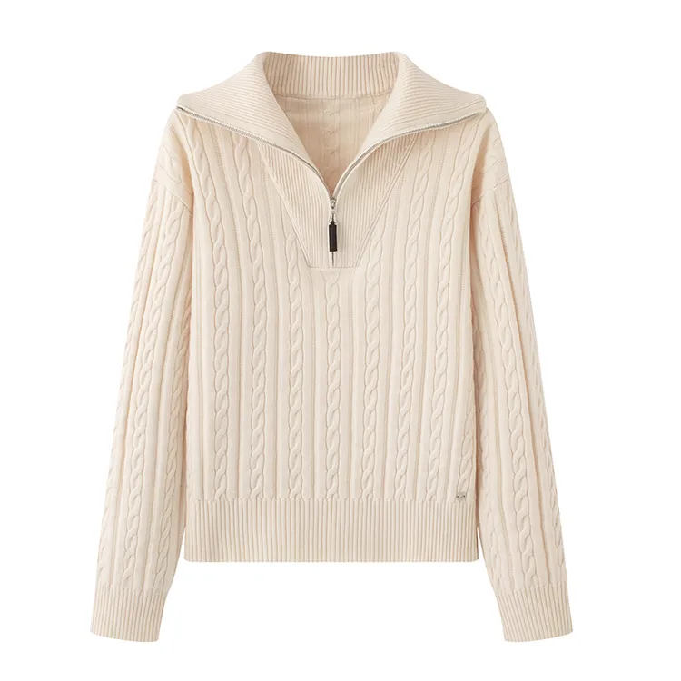 MM商场同款2025冬季新款半拉链毛衣高级感绞花羊毛针织衫上衣3241