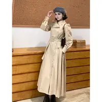 收腰大裙摆风衣外套女秋季高级感气质中长款大衣07332