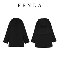 【惠姐私服】设计感一手长连帽风衣女宽松休闲风衣外套 85001