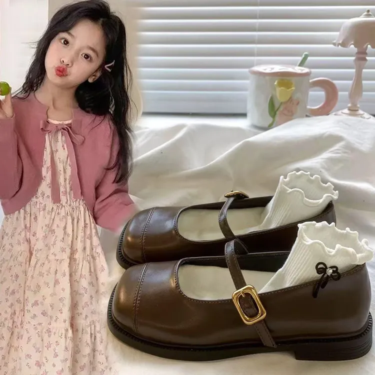 女大童法式玛丽珍小皮鞋中大童复古学生平底配裙子日系儿童jk单鞋