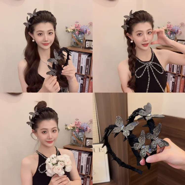 【星光蝴蝶】轻奢立体钻钻蝴蝶超闪齿梳多功能发箍高级感气质百搭