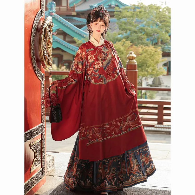 星灵古韵原创【凤隐】汉服女明制正品长衫圆领袍马面裙重工印花日常