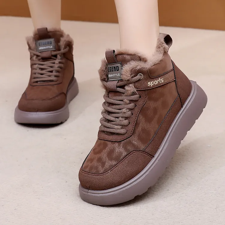 2025冬季新款纯色时尚雪地靴流行百搭保暖老北京棉鞋防滑耐磨棉鞋