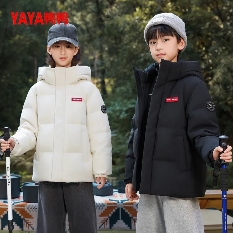 时空道宇鸭鸭儿童羽绒服男女童秋冬三防12岁男童中大童短款外套