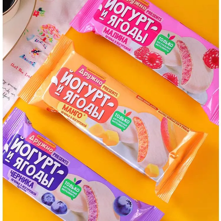 得闲俄罗斯进口昆采沃多口味水果味酸奶夹心饼干120g