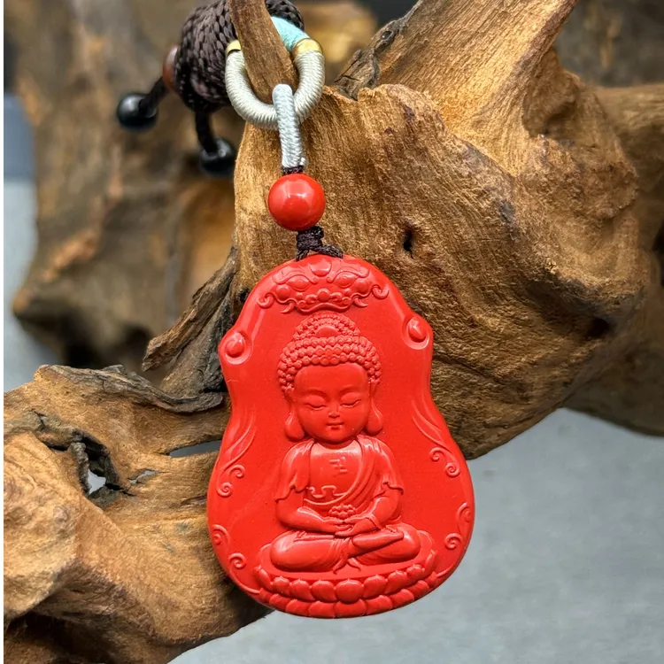 含辰砂工艺品茶田朱砂【非遗】工艺宝宝佛红砂吊坠