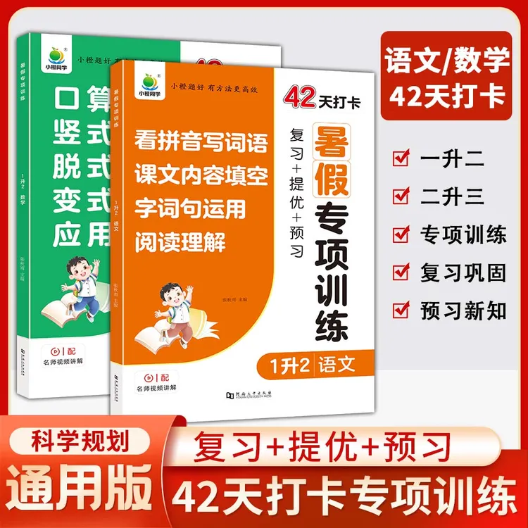 2025版小学暑假作业专项训练一本通语文数学预复习口算应用题练习