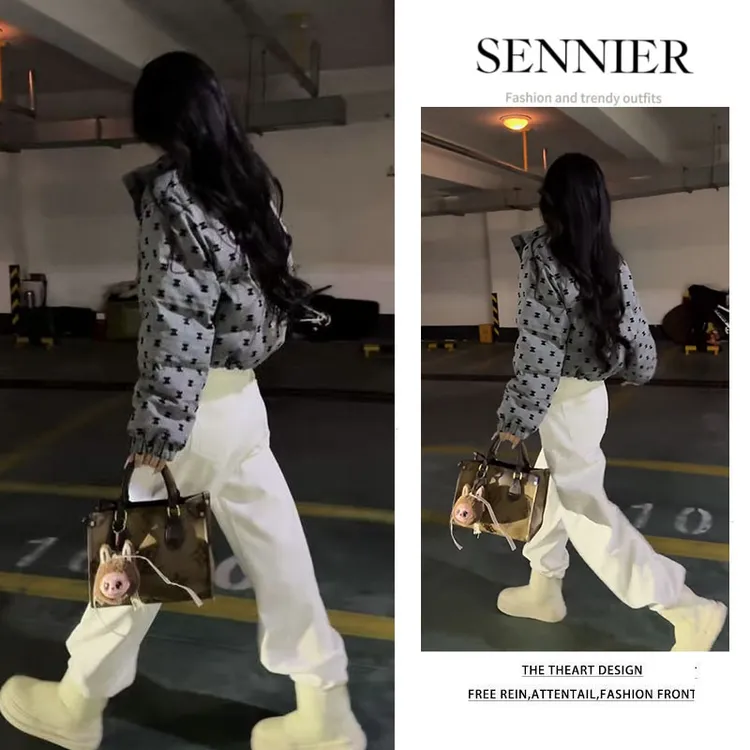 今年流行穿搭一整套2025冬季新款韩版洋气棉服外套百搭裤子两件套