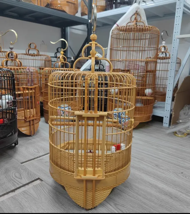 精品雕刻竹节款广西底原竹色老竹清漆笼,全丝无节顺丰包邮