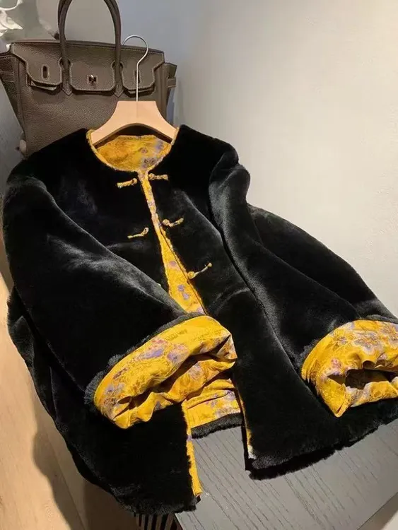 常规款立领厚款上衣中国风民族风唐装提花双面中式