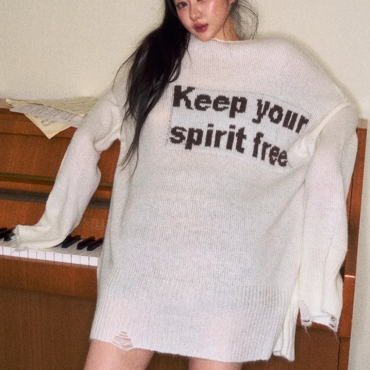 珍妮姐姐WiLd R【Spirit Free】设计师原创宽松羊毛针织毛衣连衣裙女秋季
