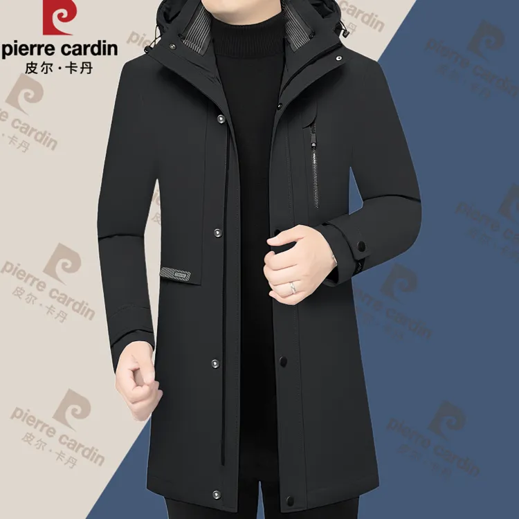 【皮尔卡丹】轻奢【一衣五穿】鹅绒服外套男士中长款羽绒服加厚派克服