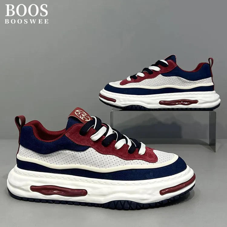 BOOS WEE2025秋季新款拼色休闲潮鞋男士百搭增高厚底老爹鞋子男款