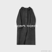 溶溶【简系炭灰】RONGRONG 绵羊毛莱赛尔山羊绒双面呢连帽大衣8521