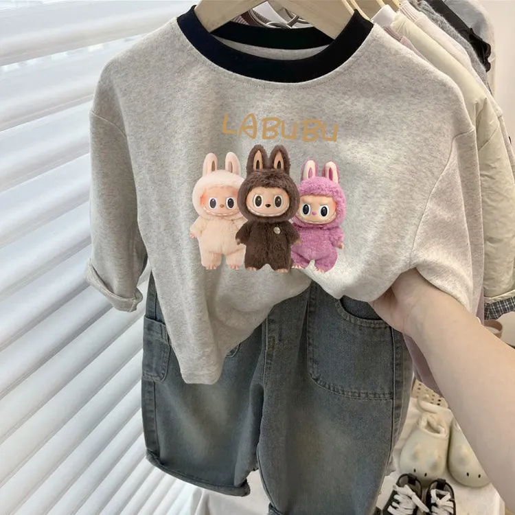 儿童休闲春秋新款2025秋装中大童宝宝长袖卡通拉布布印花T恤上衣