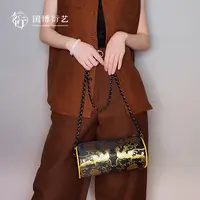 中国国家博物馆凤穿牡丹筒包国潮古风斜挎单肩包精致百搭女生礼物