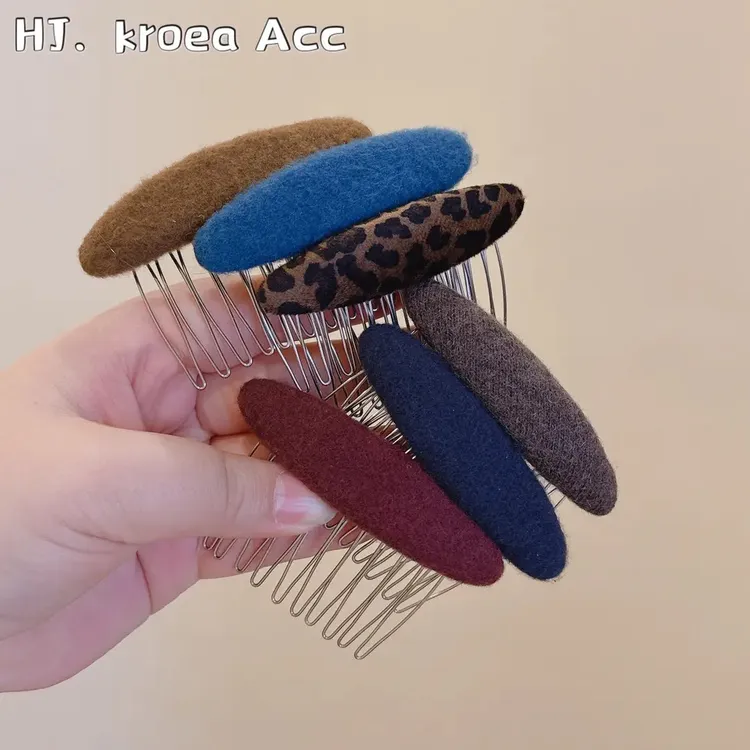 【升级版毛呢】气质复古韩国进口一字发梳新款椭圆时尚刘海碎发夹