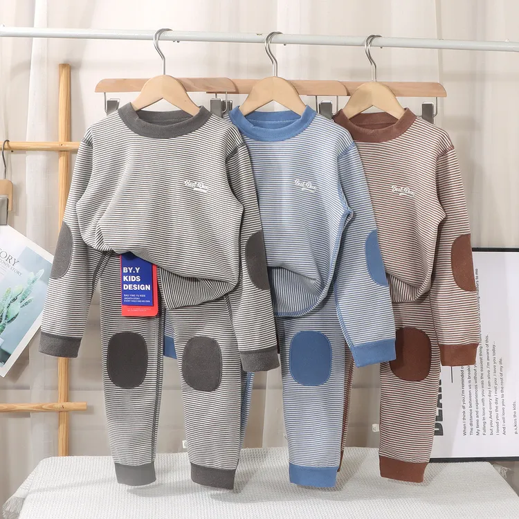 【大掌柜专属】男女宝无骨羊毛蚕丝条纹保暖家居服内衣套装秋衣秋