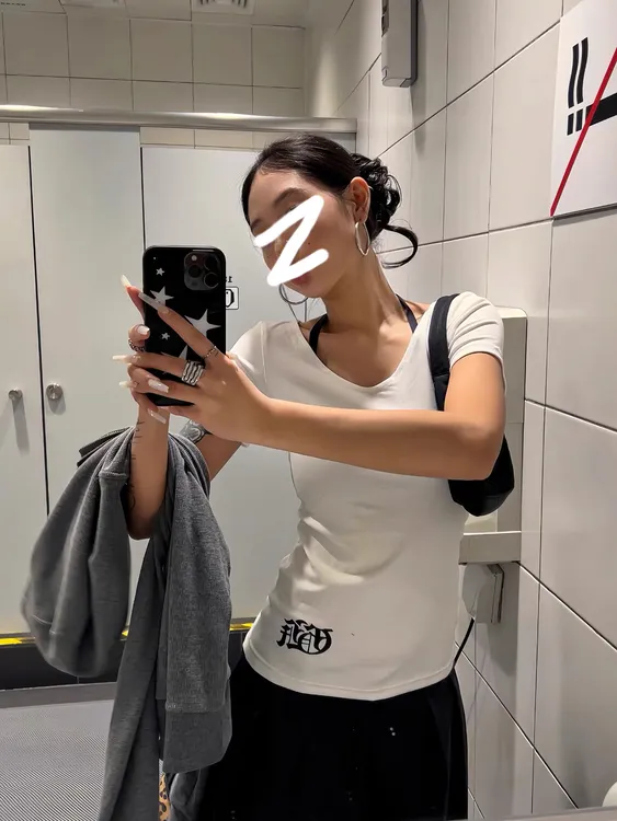 美式甜酷风印花修身短袖女夏季新款收腰打底衫内搭辣妹上衣女潮