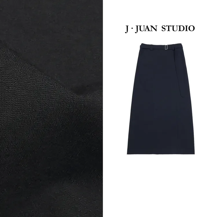 【J.Juan】瘦瘦裙-秋季高腰半身裙高个子女装醋酸系带简约显瘦A字裙