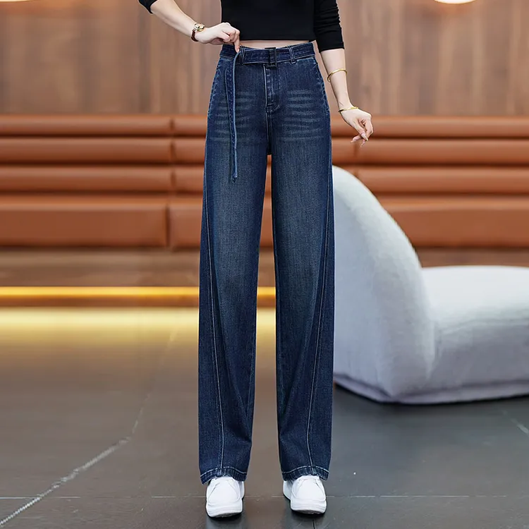 复古阔腿牛仔裤女2025秋季新款高腰显瘦休闲裤垂感宽松窄版直筒裤