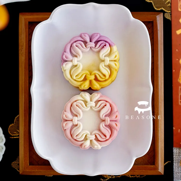 2025年原创新款 50克流光织影编织手压式绿豆糕流心月饼模具