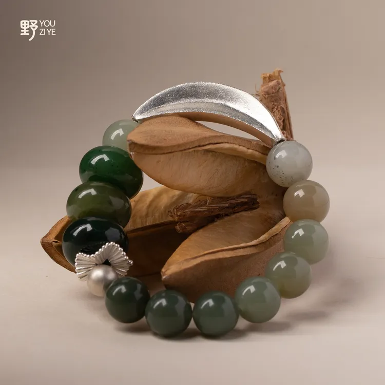 由子野【不系舟】和田玉 原创小众设计925银小众珠宝手串多样性发一