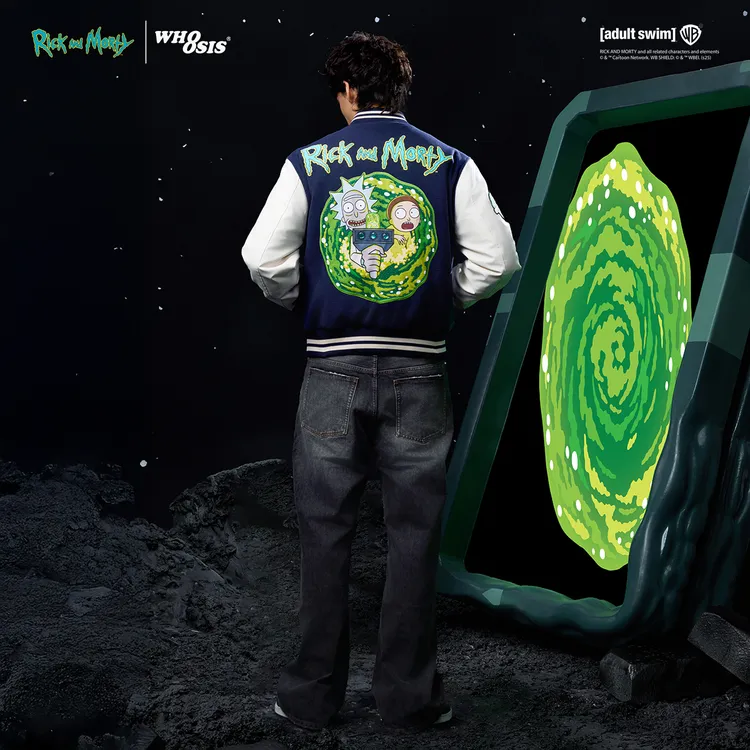 【Rick and Morty官方联名】WHOOSIS传送门薄棉棒球夹克休闲美式潮