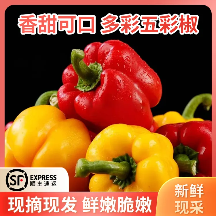 【顺丰/京东包邮】山东新鲜采摘1-5斤红黄双色五彩水果椒微甜脆嫩