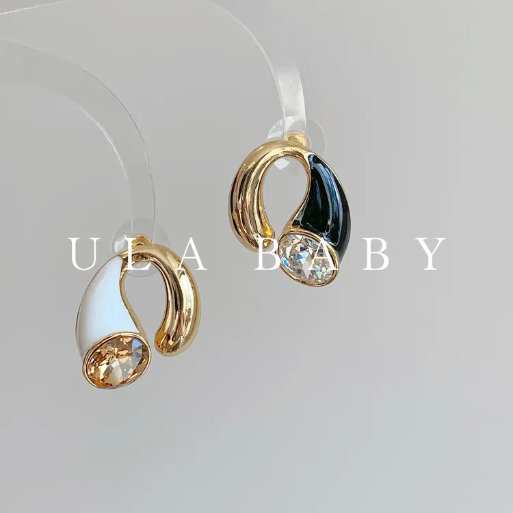 铜合金合成锆石耳饰 【喜儿ula】9-19-10几何异形简约个性百搭耳钉