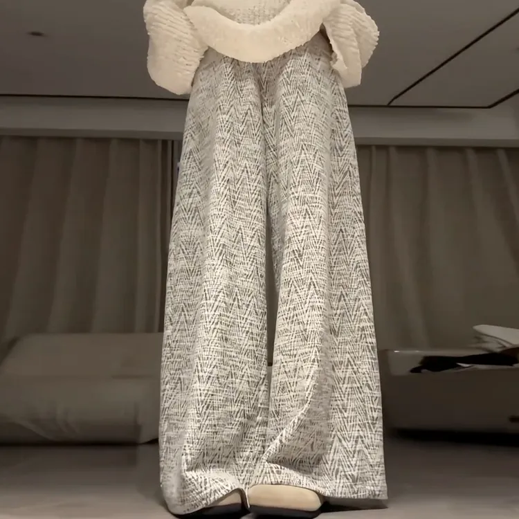灰色小香风阔腿裤女秋季2025新款小个子高腰显瘦休闲慵懒风直筒裤