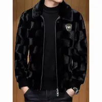 冬季冬季男士复古皮夹克翻领短款韩版加厚保暖毛呢