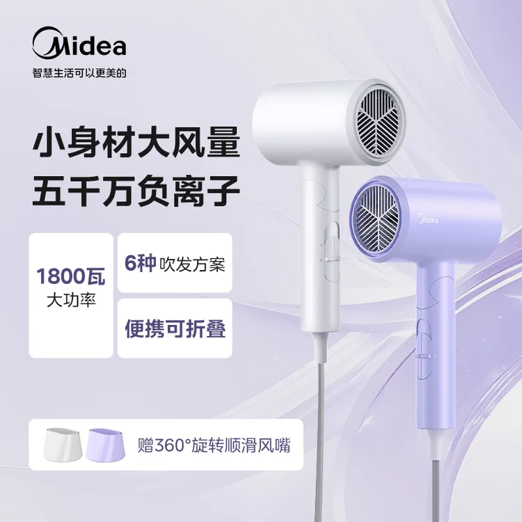 美的吹风机家用大风力大功率负离子不伤发折叠电吹风推荐FZ201