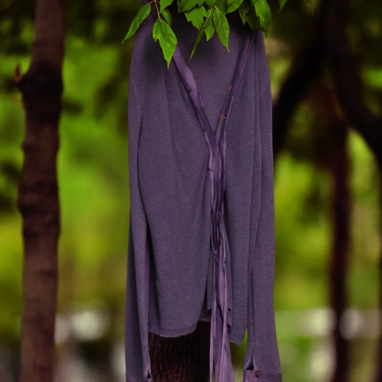 文艺拼接针织开衫春夏款雾霾蓝休闲设计师纯色春夏百搭长袖