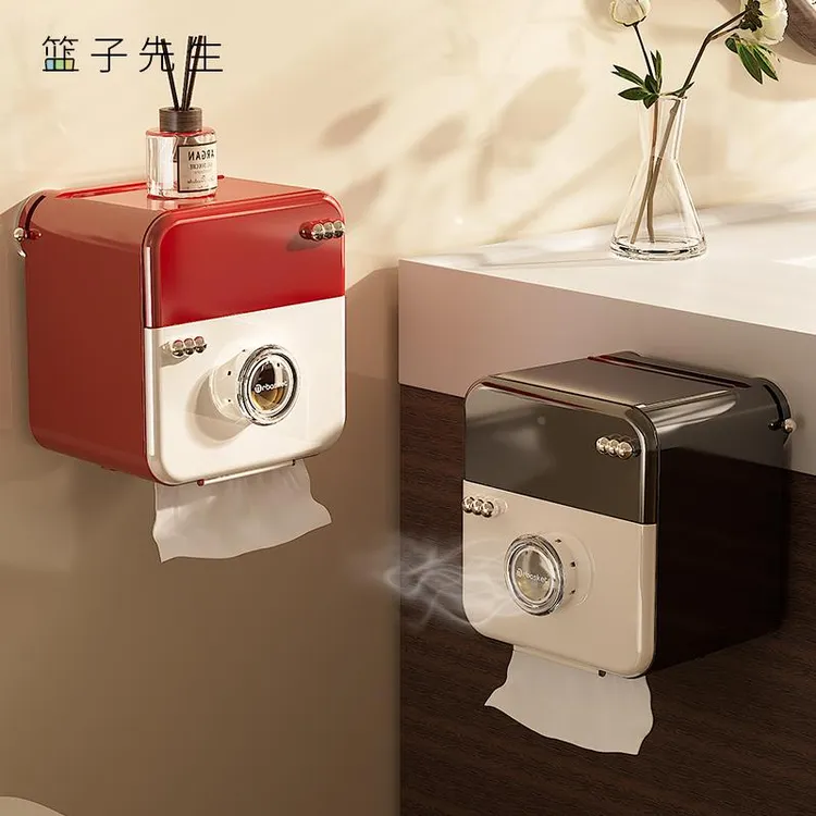 卫生间香薰厕纸盒壁挂式防水厕所卷纸盒洗手间吸盘式卫生纸置物架