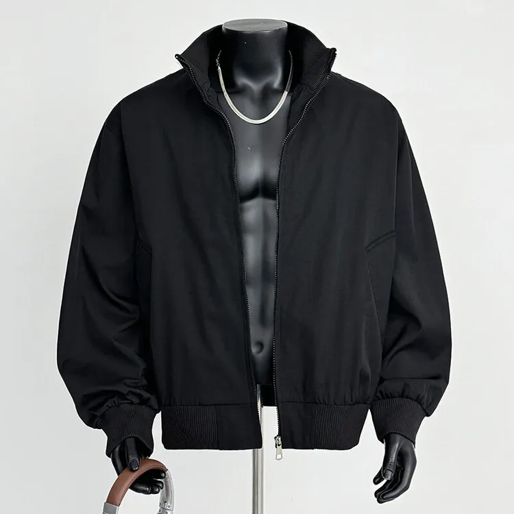 痞帅炫彩立领外套男春秋季高级感男装上衣2025新款潮牌美式夹克衫