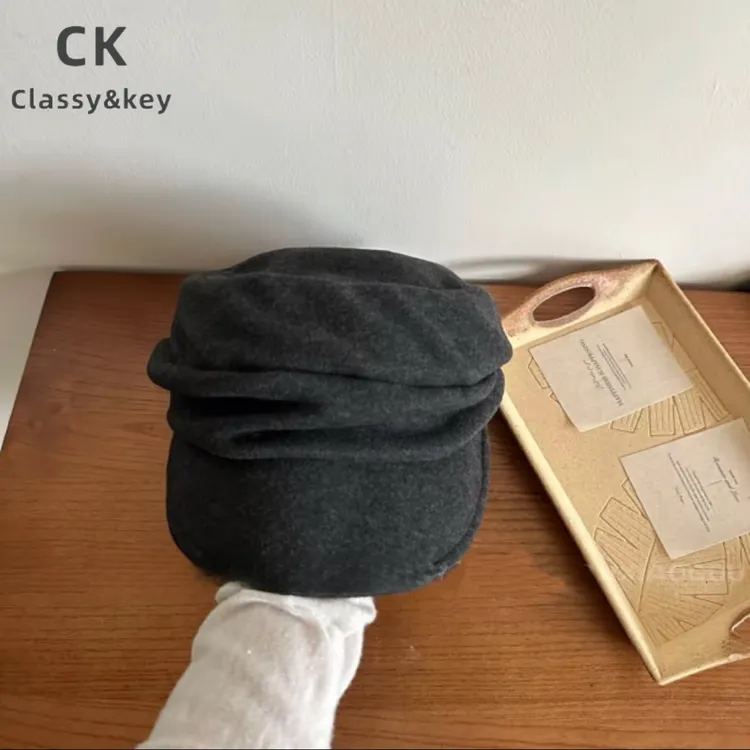 Classy key新加坡设计师联名款秋冬复古羊毛画家报童帽毛呢鸭舌帽