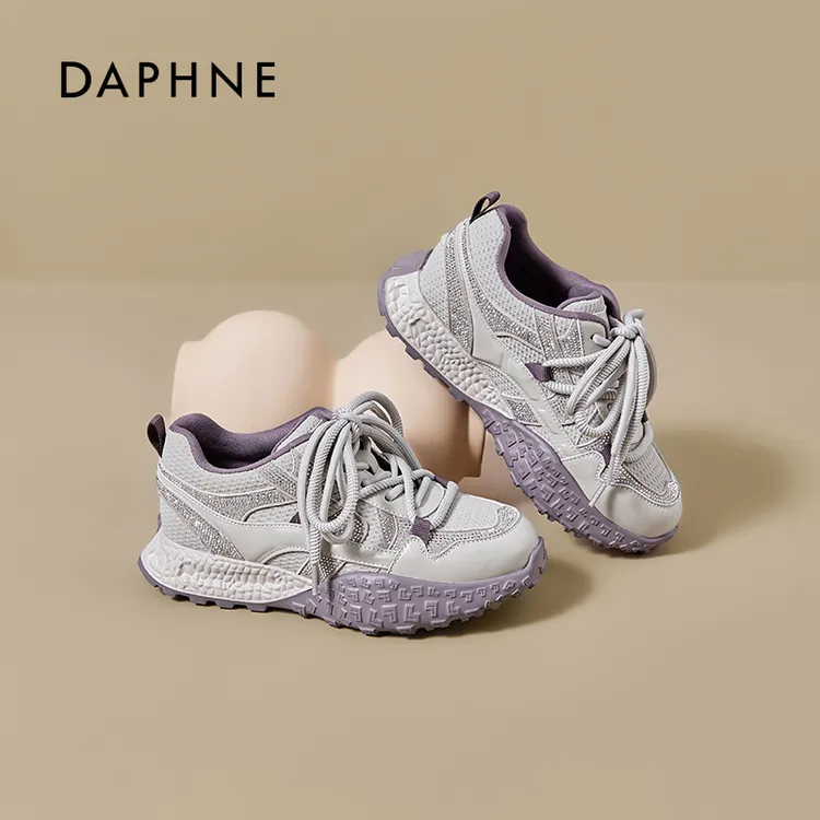 达芙妮冬季保暖系带德训鞋时尚休闲鞋潮流步鞋厚底百搭女鞋LL