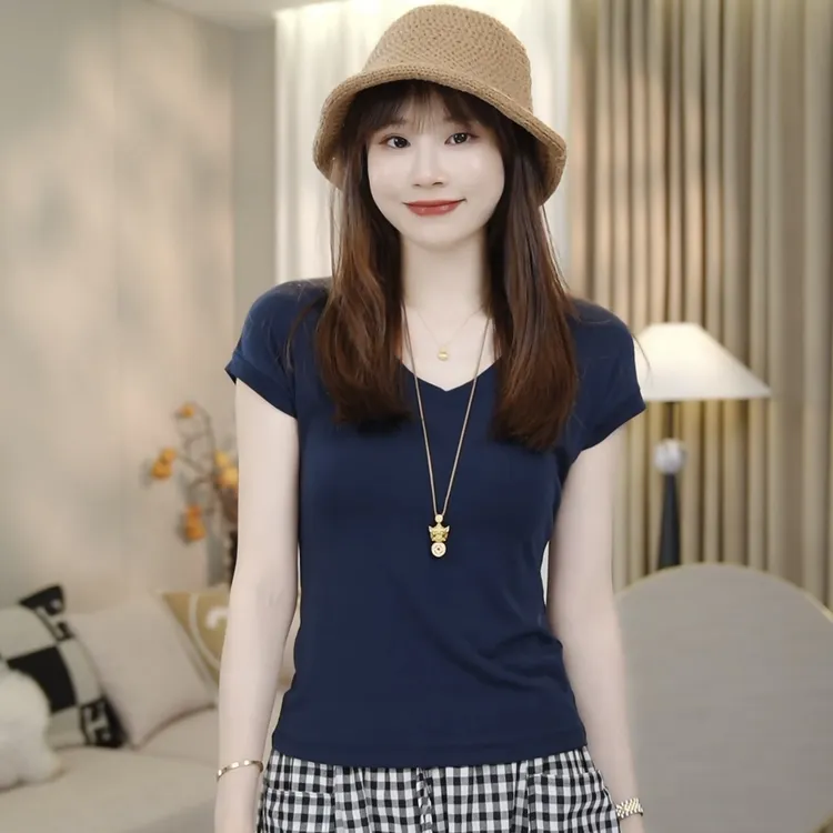 LMENY空气感T~时尚小U领气质显瘦T恤25BT024