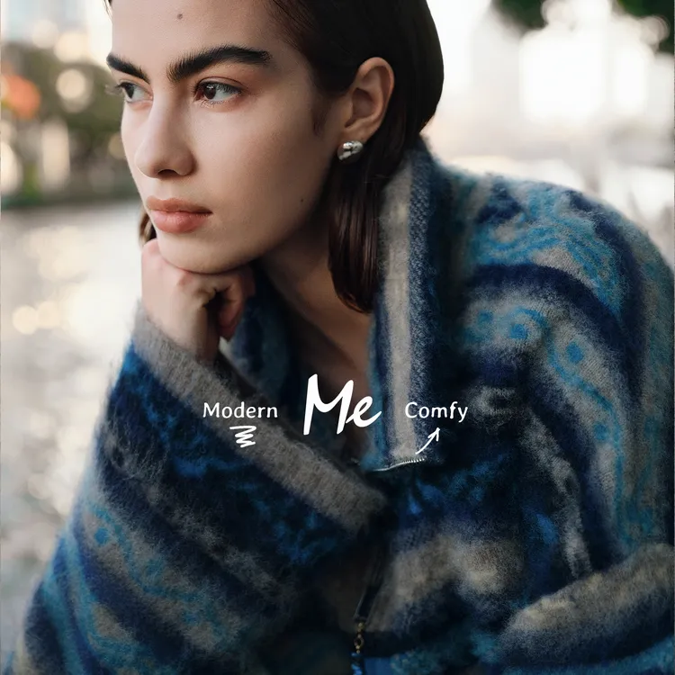 ME【100%绵羊毛冰湖费尔岛】巨软拉毛工艺百搭时尚条纹毛衣MESA2235