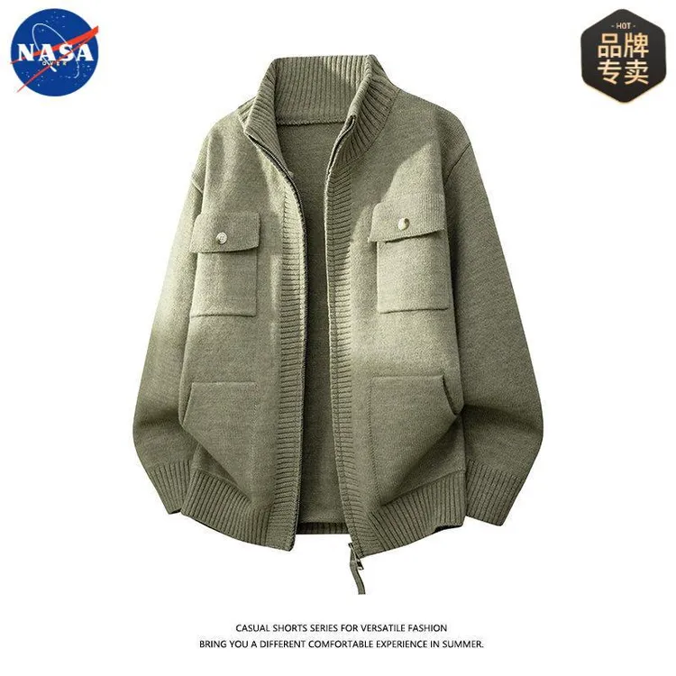NASAOVER品牌欧美复古毛衣男秋冬季加厚高级感宽松休闲针织衫外套