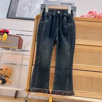 童装女童牛仔裤春秋新款中大童弹力微喇裤秋装女孩外穿洋气长裤
