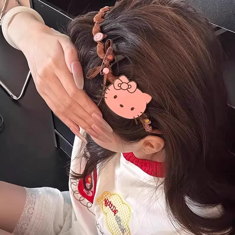 韩系可爱kitty猫发箍女2025新款高颅顶波浪齿梳防滑洗脸头箍发卡